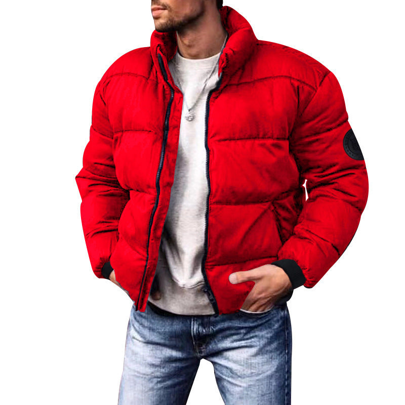 Men's Stand Collar Thickened Polyester Cotton Jacket