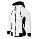 Men's Zip UP Hooded Jacket Fake Two Piece Sports Cardigan Casual Slim Sweatshirt Jacket