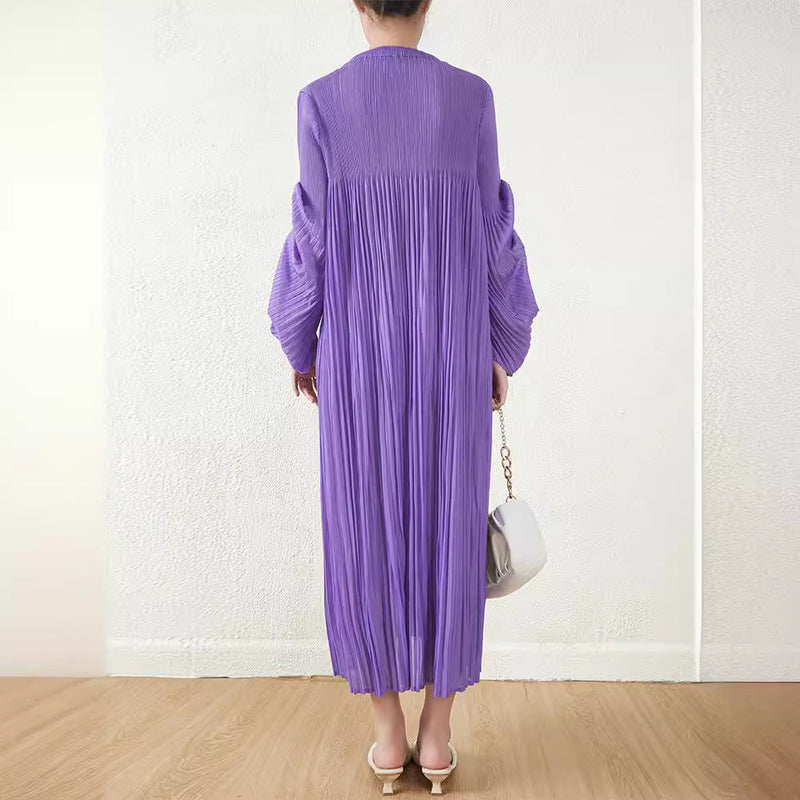 Korean Style Long Sleeve Loose Pleated Skirt