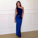 Elegant Off-Shoulder Ruched Satin Dress