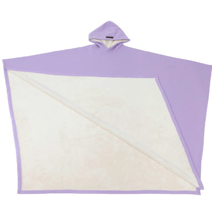 Loose-fitting hooded buttoned cape