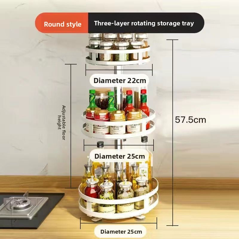 Adjustable Rotatable Metal Kitchen Spice Storage Rack
