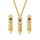 Stainless Steel Cuban Chain Pendant and Earrings Set
