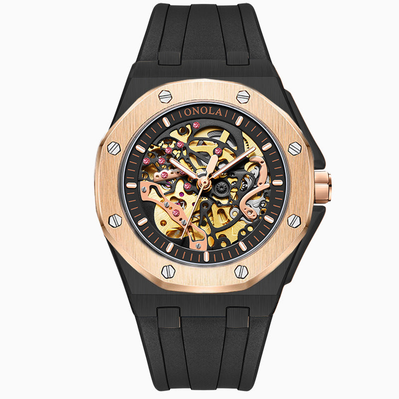 Automatic Mechanical Watch with Silicone Strap