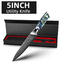 Damascus Steel Kitchen Knife Set with Abalone Shell Handle