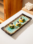 New Crackle Glaze 11-inch Rectangular Household Ceramic Sushi Plate
