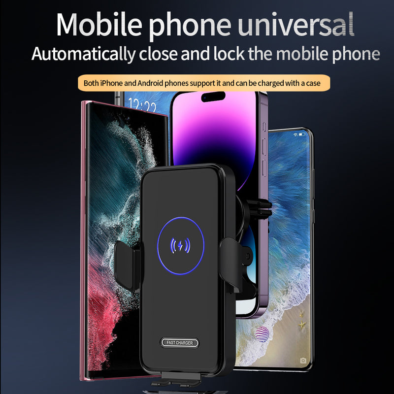 Wireless Car Charger 15W Fast Charging Auto Clamping Car Charger Phone Mount Phone Holder Fit