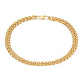 18K Gold Thin Cuban Chain Bracelet For Men