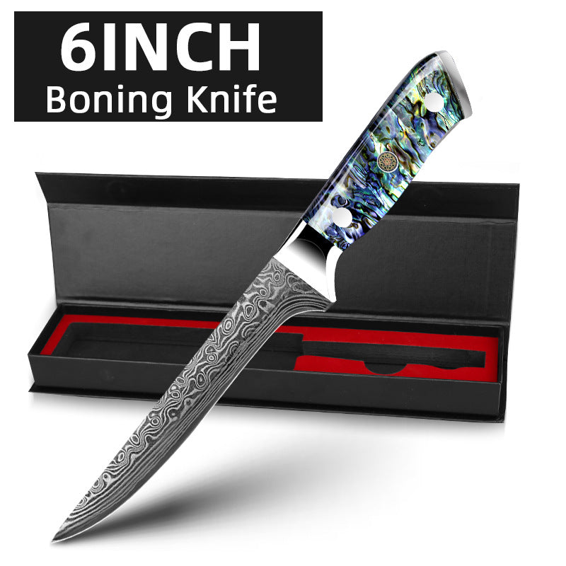 Damascus Steel Kitchen Knife Set with Abalone Shell Handle