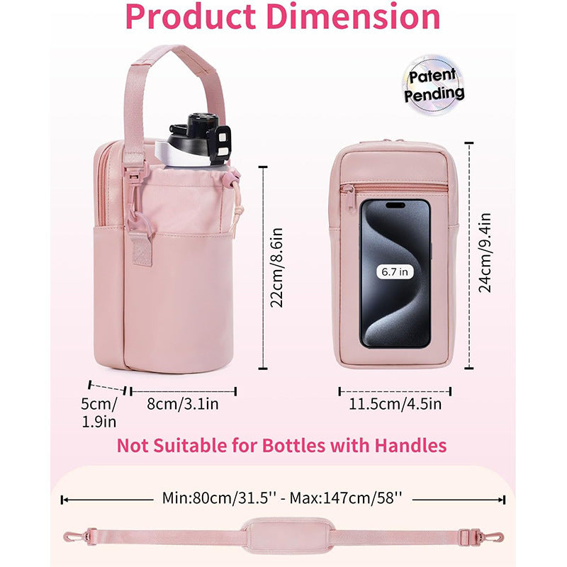 Insulated Water Bottle Sling Bag with Phone Pocket for Hiking