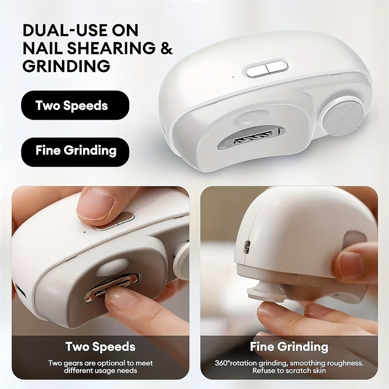 Electric Nail Clippers With Light Automatic Anicure Trimmer Baby Fingernail Toe Scissors Pedicure Polishing Nails Cutter