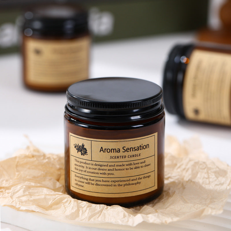 Aromatherapy Candle Tea Cup Brown Cup Smokeless Handmade Soybean Wax Fragrance Essential Oil Home Incense Wedding Gift