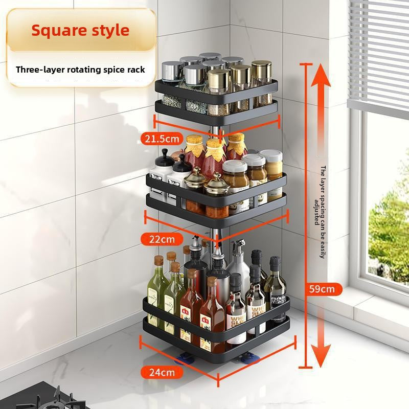 Adjustable Rotatable Metal Kitchen Spice Storage Rack
