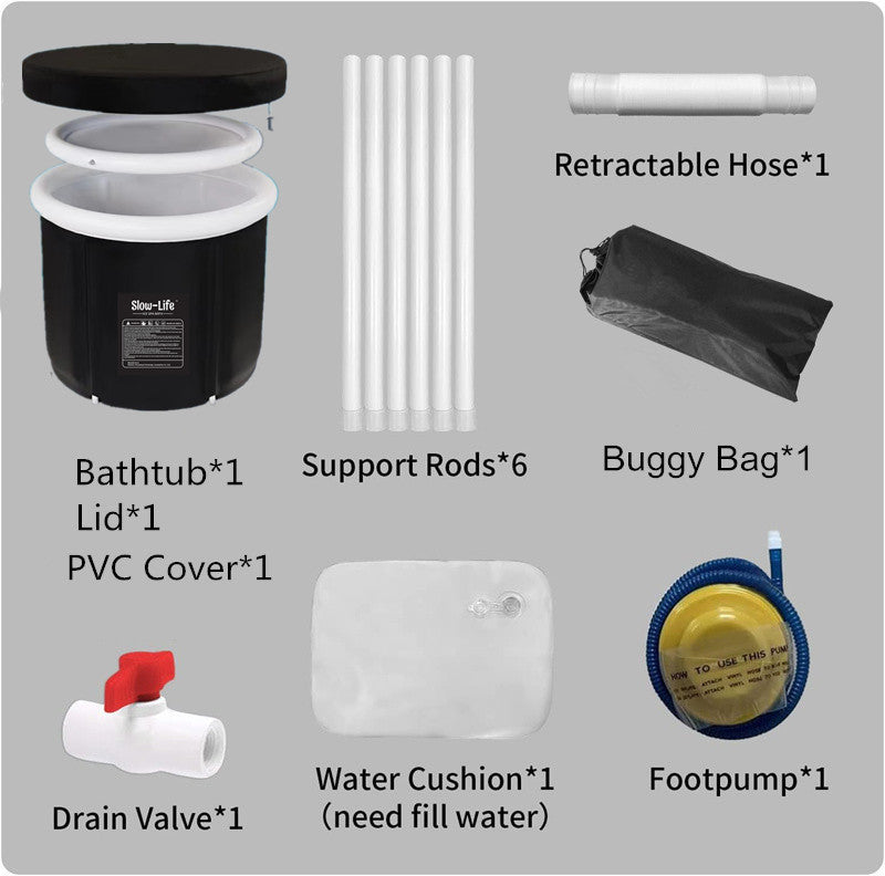 portable folding ice water bath bucket