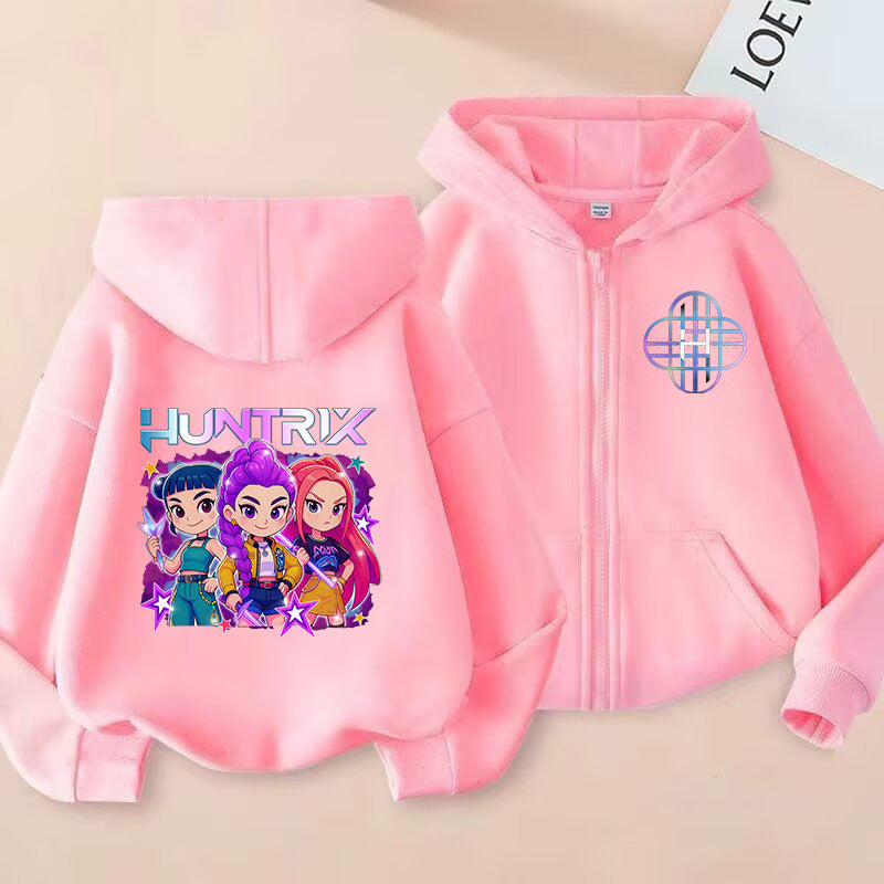Kids KPop Demon Hunters Fleece Zipper Hoodie