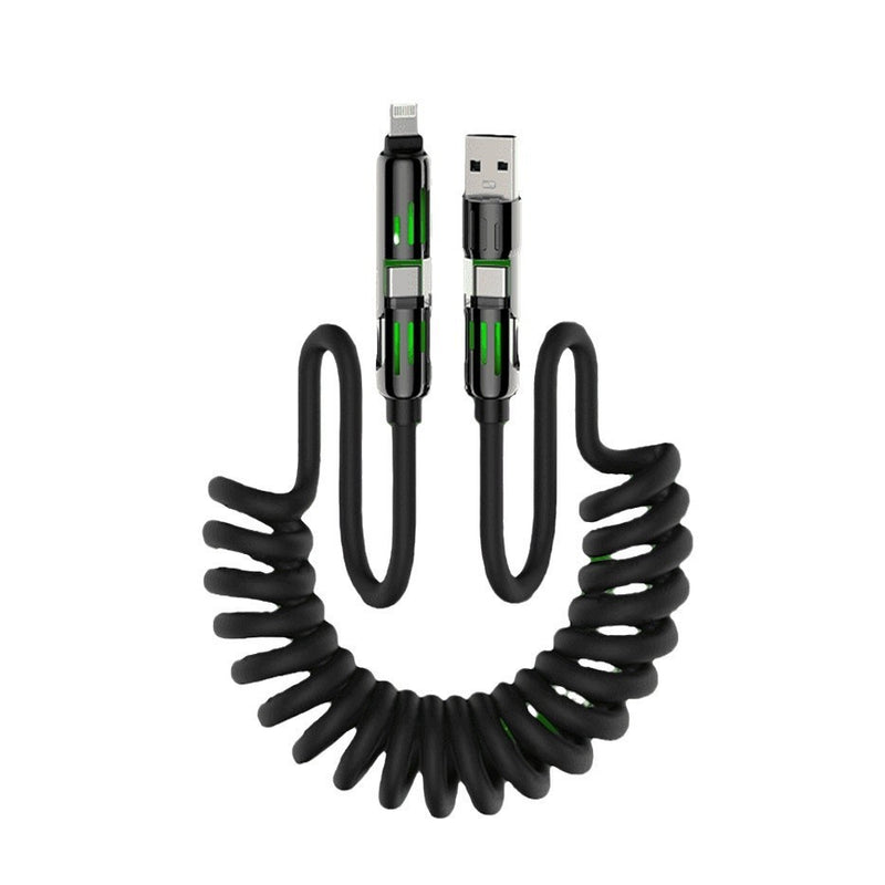 Light Beam Spring Four-in-One Mobile Phone Charging Cable