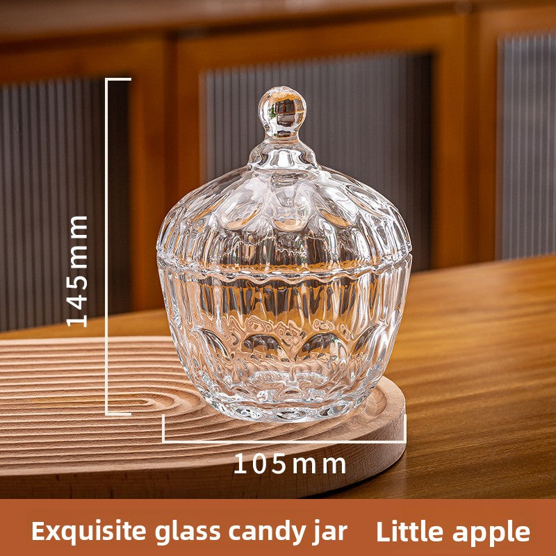 Glass Storage Jar with Lid for Candy Makeup Brush Tea