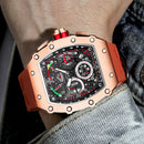 Men's mechanical-style open-work wristwatch