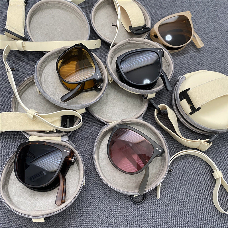 Folding air-cushion sunglasses for women, brown sunglasses
