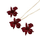 Flower Pendant Necklace and Earrings Set