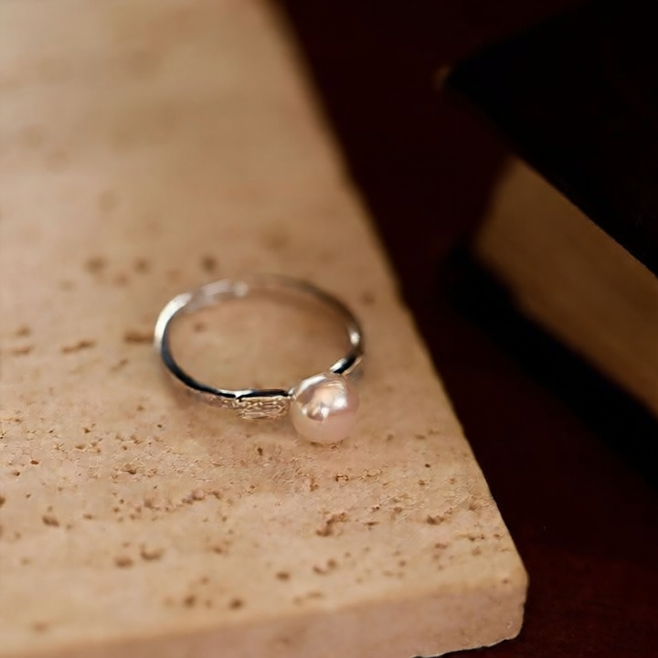 Single Fashion Artificial Pearl Zircon Ring Ring Niche Design Light Luxury High Sense