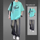 Letter-print short-sleeved T-shirts