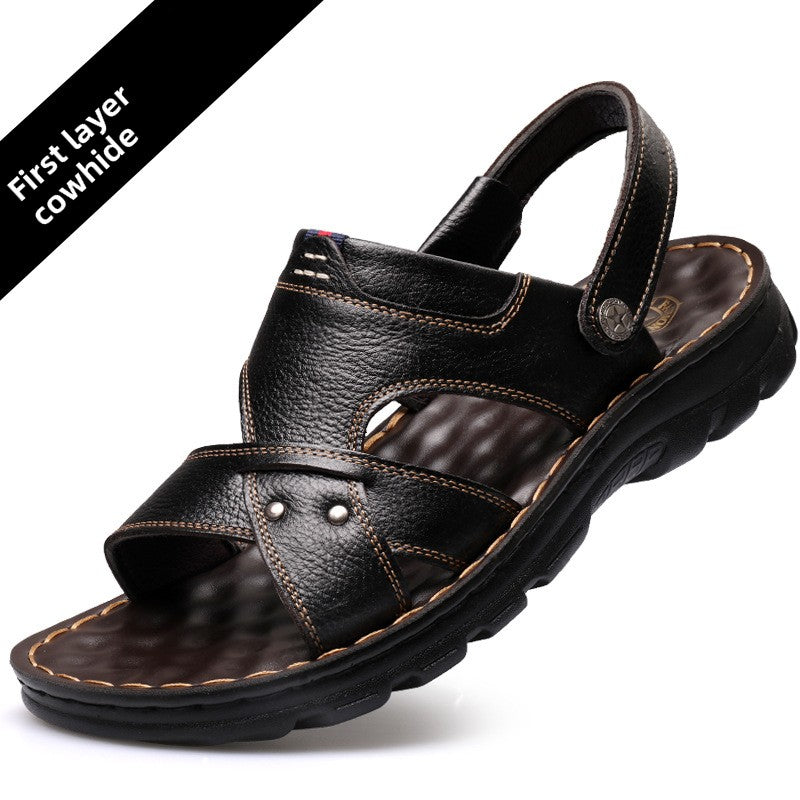Men's Leather Sandals with Anti-Slip Sole