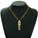 Stainless Steel Cuban Chain Pendant and Earrings Set