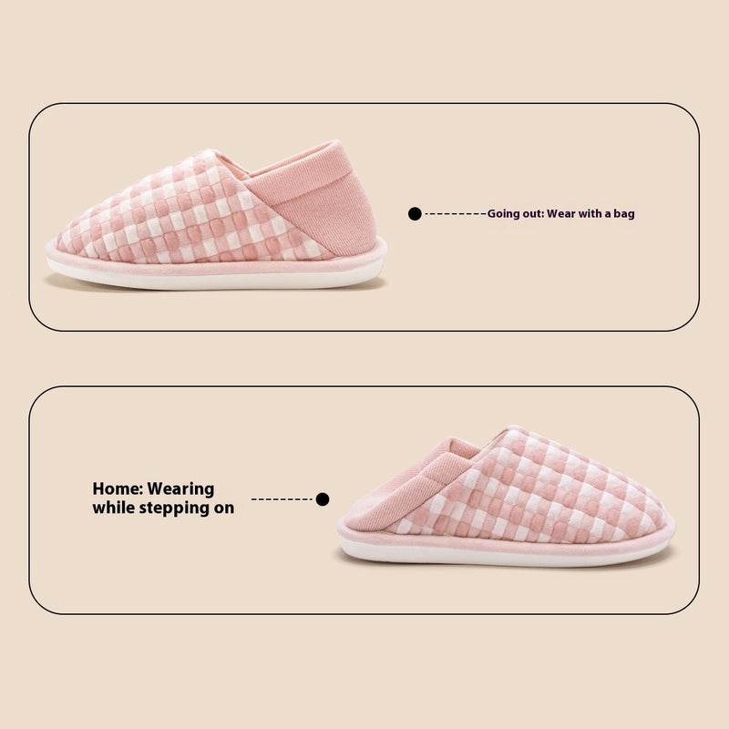 Women's Spring And Autumn Lightweight Bag Heel Warm Double Wear Indoor Cotton Slippers