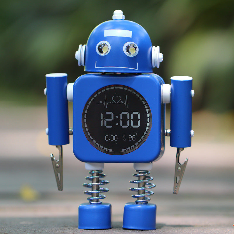 Metal Robot Luminous Alarm Clock