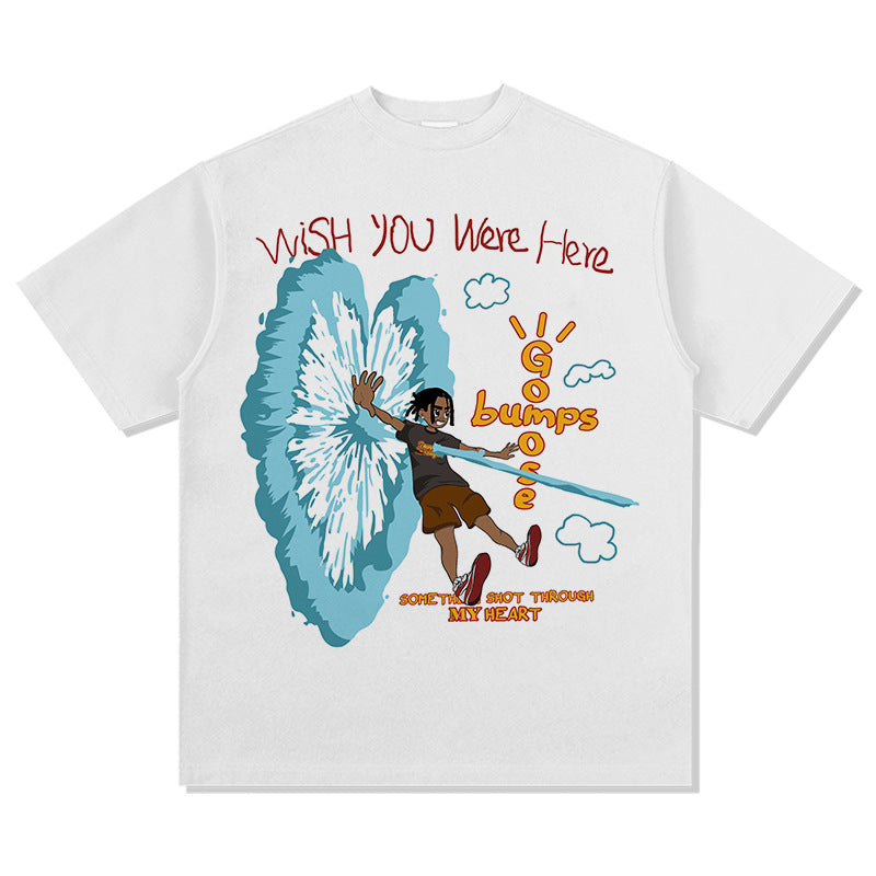 Retro Travis Scott Hip Hop Cartoon Printed Cotton T-Shirt