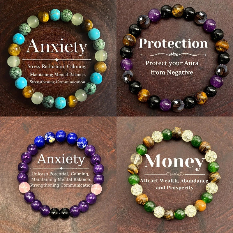 Natural Amethyst Tiger Eye Turquoise Bracelet