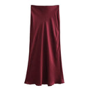 Ladies Satin Skirt Women High Waist Long Skirts For Women Spring Summer Black Midi Skirt Office Lady Elegant Women's Skirts