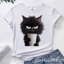 Harajuku T Shirt Funny Cat Women Kawaii T-shirt Girl Casual Short Sleeve O Neck Top for Summer Female Animal Clothing Tshirt