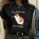 Harajuku T Shirt Funny Cat Women Kawaii T-shirt Girl Casual Short Sleeve O Neck Top for Summer Female Animal Clothing Tshirt